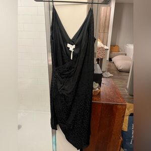 Black asymmetrical leopard party dress